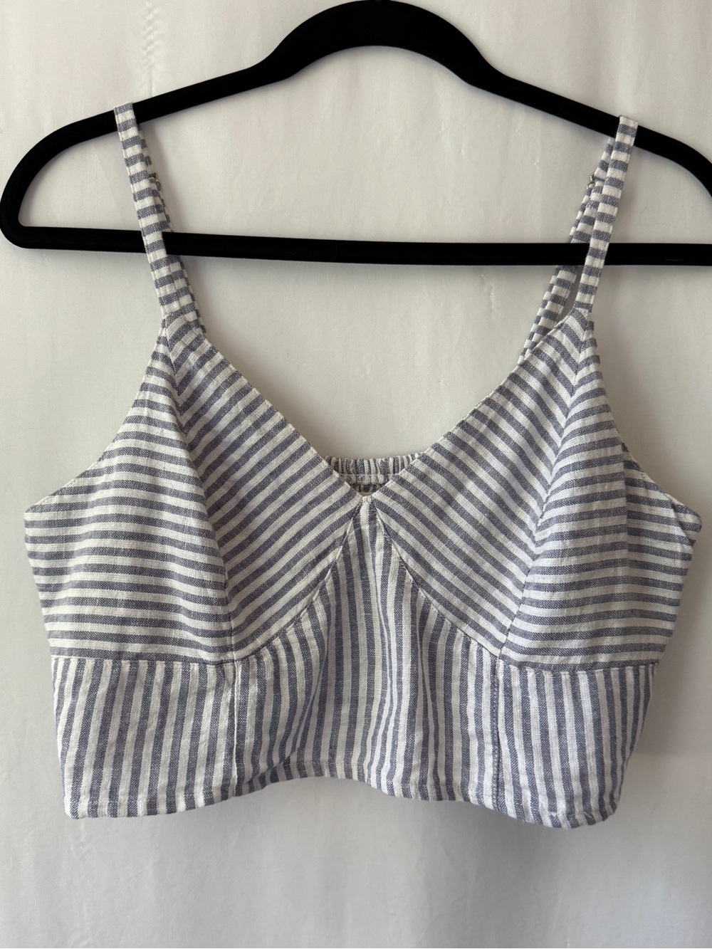 Universal Thread Navy & White Striped Linen Crop Top